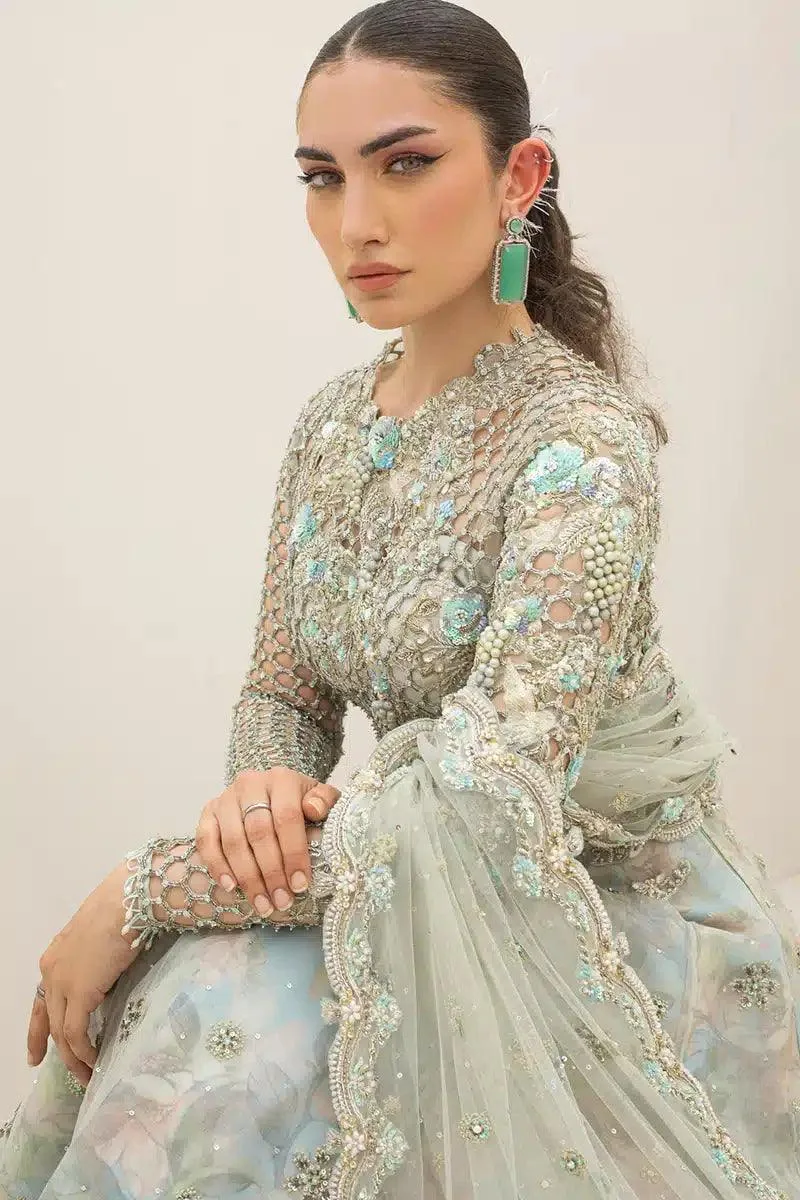 Qalamkar Couture 23 Blue Raw Silk – view 4 – Poshaq
