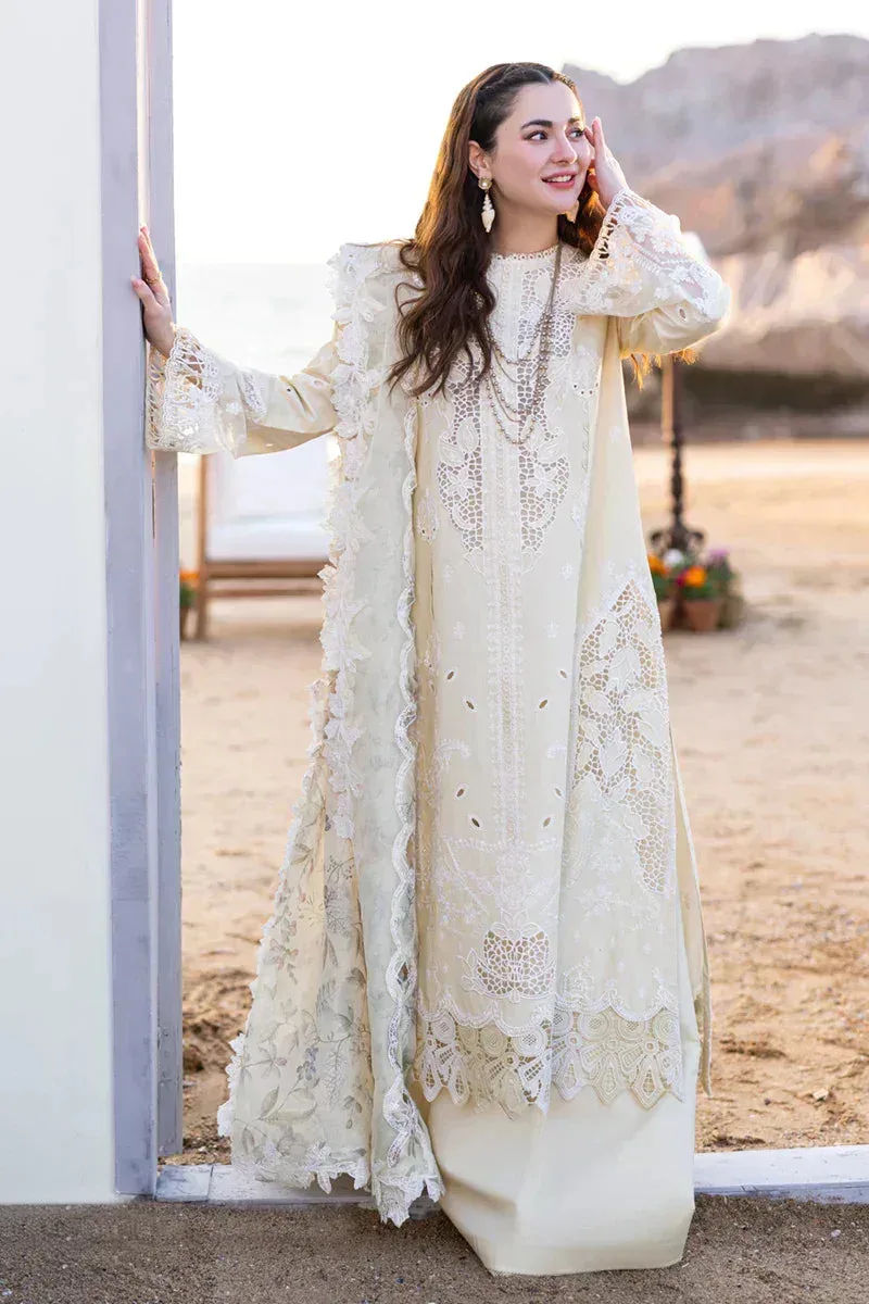 Qalamkar Sahil Kinare Luxury Lawn Yellow Lawn – view 5 – Poshaq