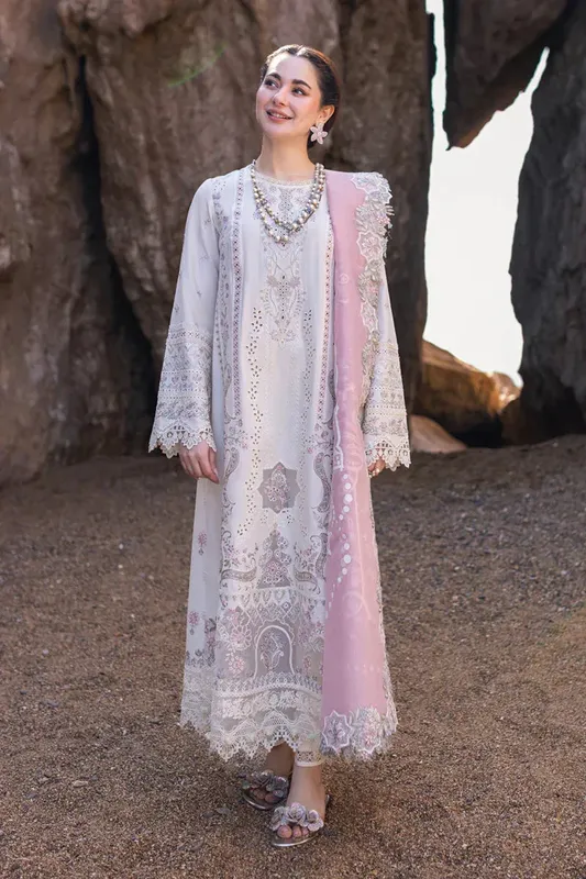Qalamkar Sahil Kinare Luxury Lawn Grey Lawn – view 1 – Poshaq