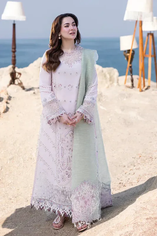 Qalamkar Sahil Kinare Luxury Lawn Purple Jacquard – view 1 – Poshaq
