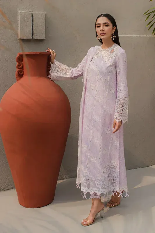 Qalamkar Q Line Lawn Collection Lilac Chiffon – view 1 – Poshaq