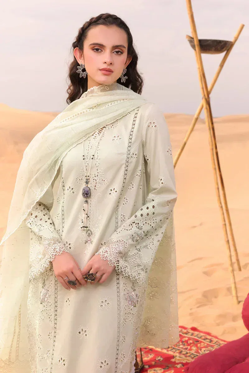 Qalamkar Chikankari Eid Edit 24 Ivory Jacquard – view 4 – Poshaq
