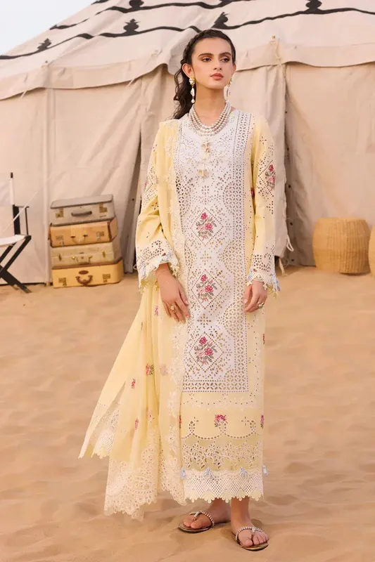 Qalamkar Chikankari Eid Edit 24 White Chiffon – view 1 – Poshaq