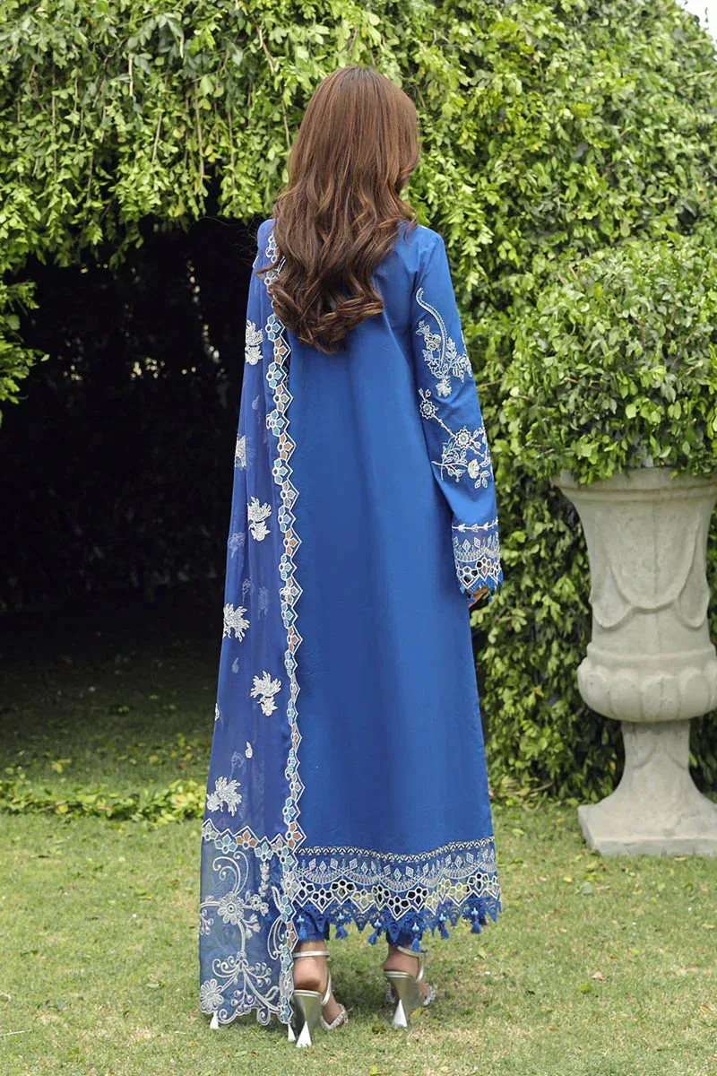 Qalamkar Festive Lawn 2024 Blue Chiffon – view 2 – Poshaq