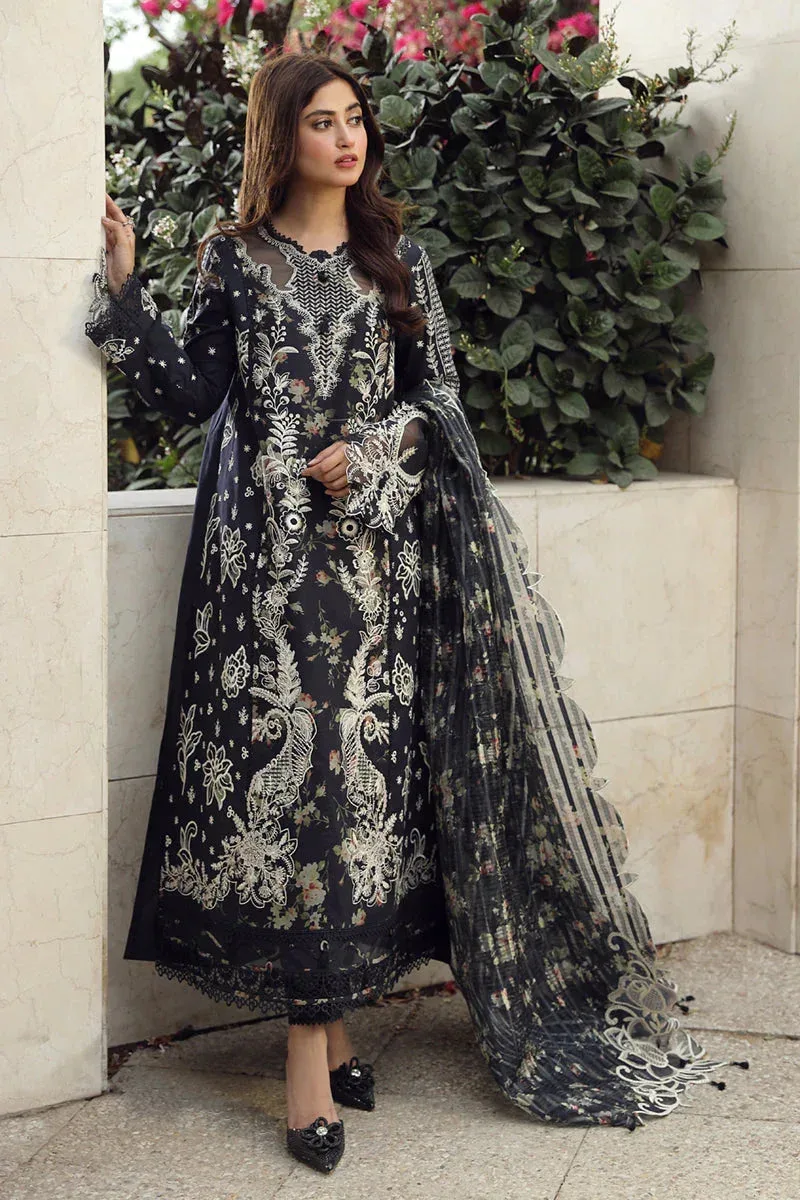 Qalamkar Festive Lawn 2024 Black Jacquard – view 1 – Poshaq