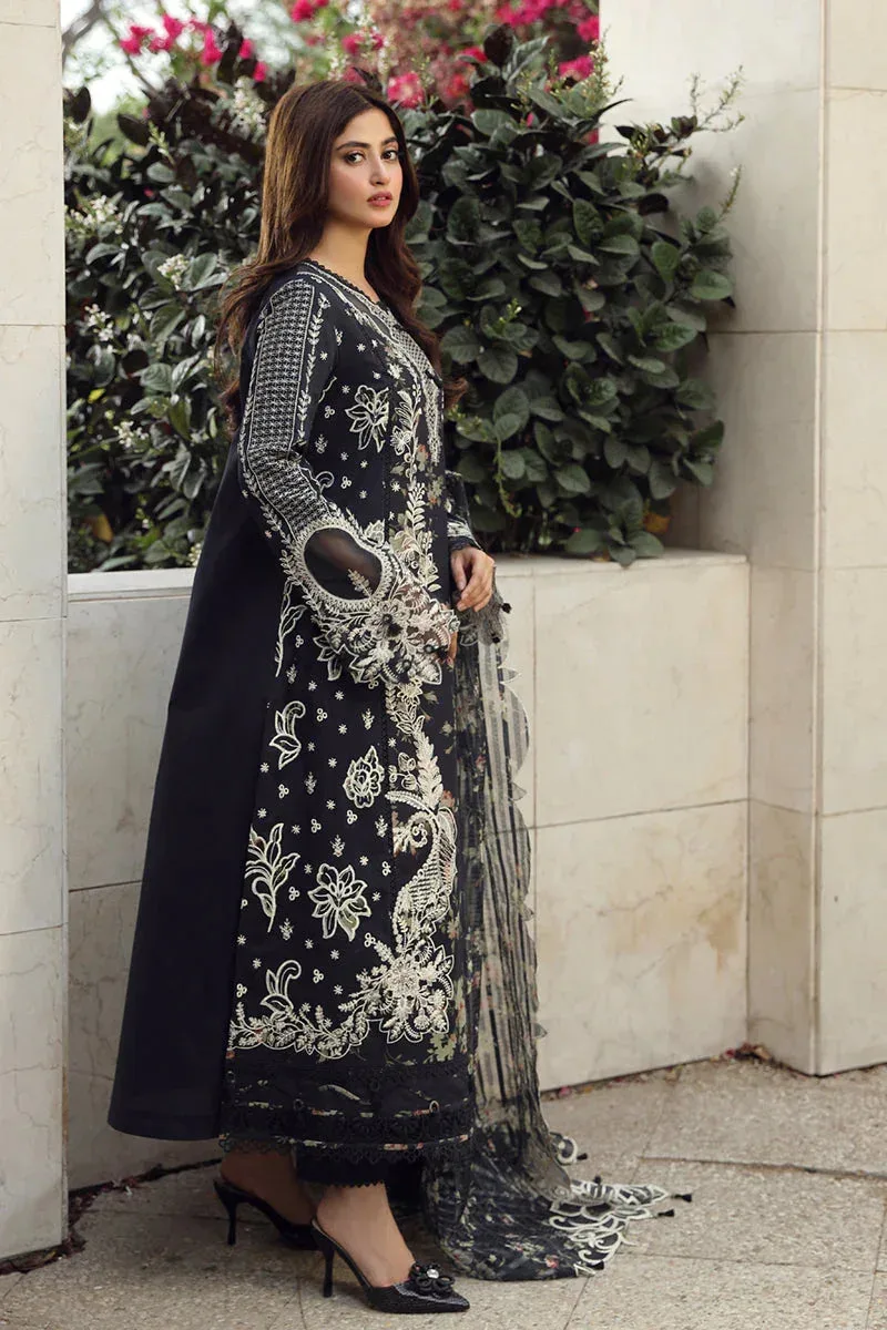 Qalamkar Festive Lawn 2024 Black Jacquard – view 2 – Poshaq