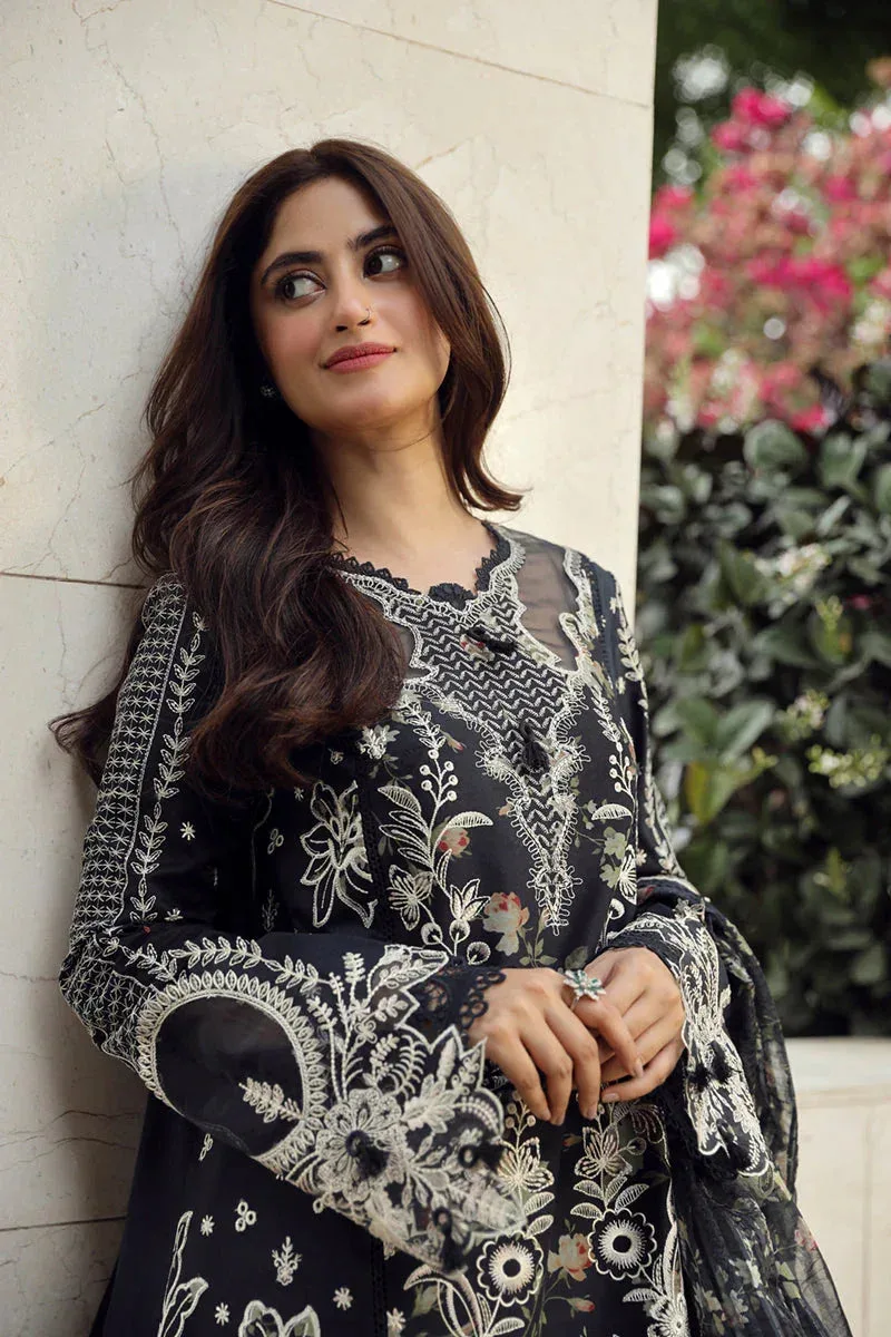 Qalamkar Festive Lawn 2024 Black Jacquard – view 5 – Poshaq