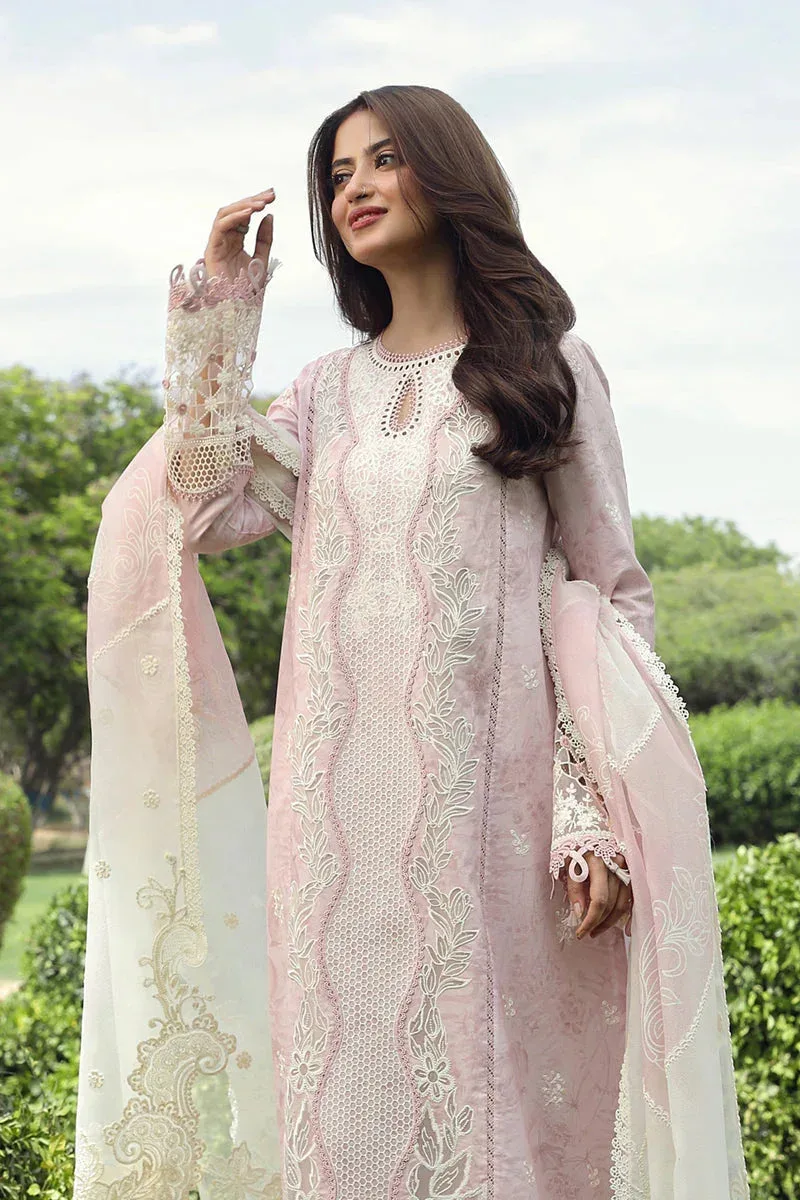 Qalamkar Festive Lawn 2024 Pink Organza – view 4 – Poshaq