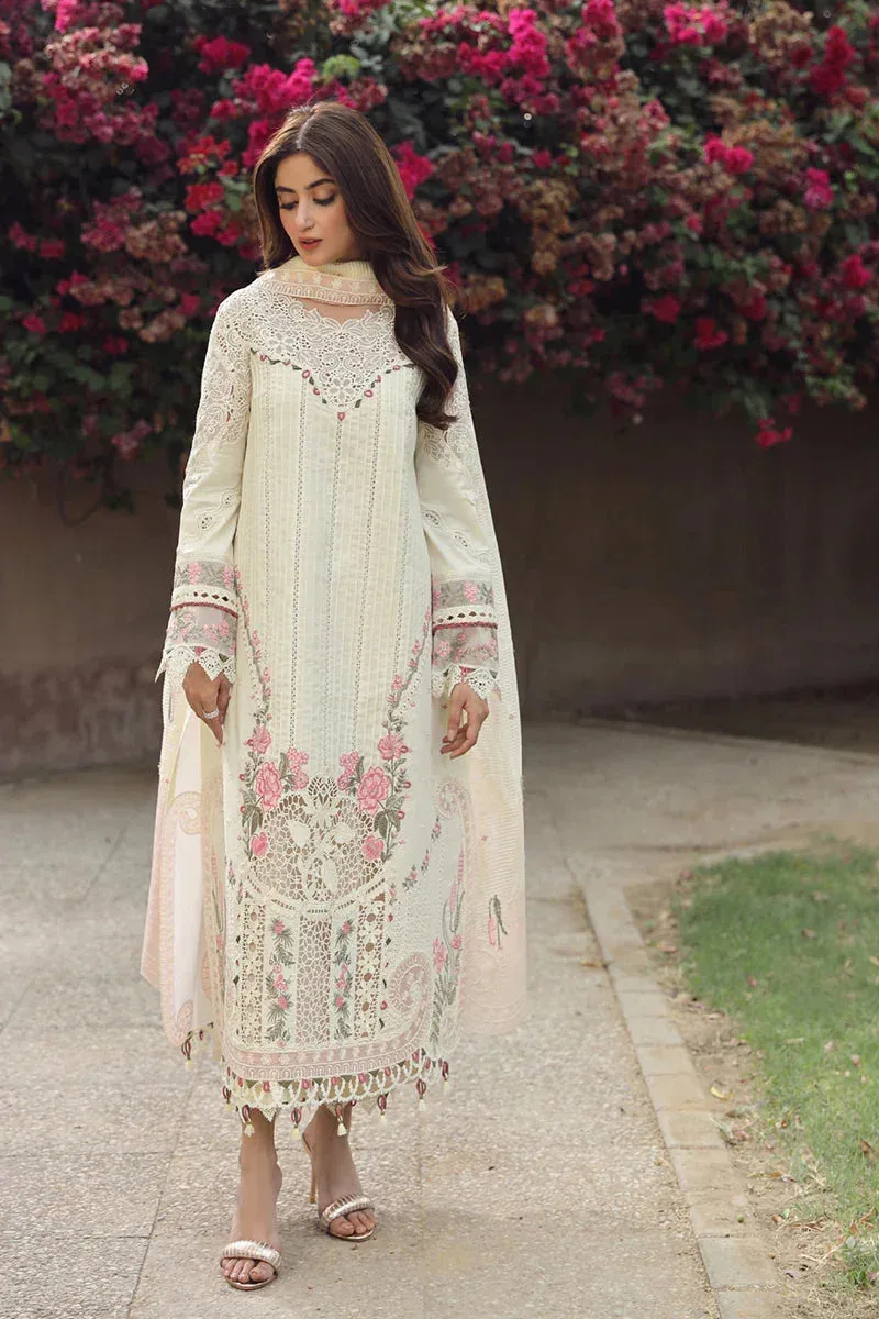 Qalamkar Festive Lawn 2024 Ivory Jacquard – view 2 – Poshaq