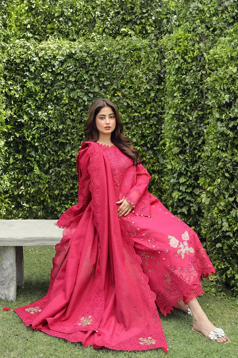 Qalamkar Festive Lawn 2024 Red Jacquard – view 4 – Poshaq