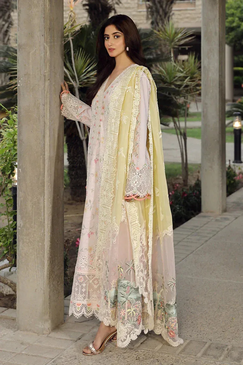 Qalamkar Festive Lawn 2024 Pink Chiffon – view 5 – Poshaq