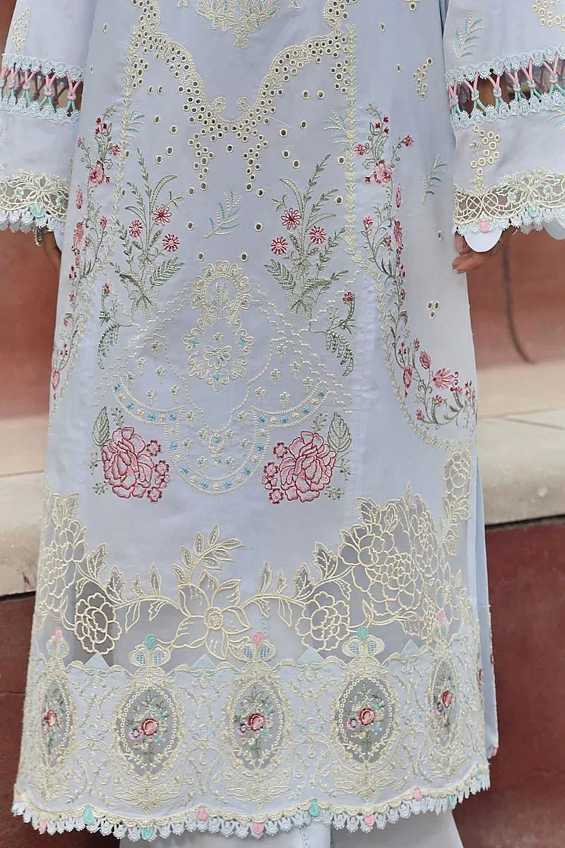 Qalamkar Festive Lawn 2024 Blue Cotton – view 4 – Poshaq