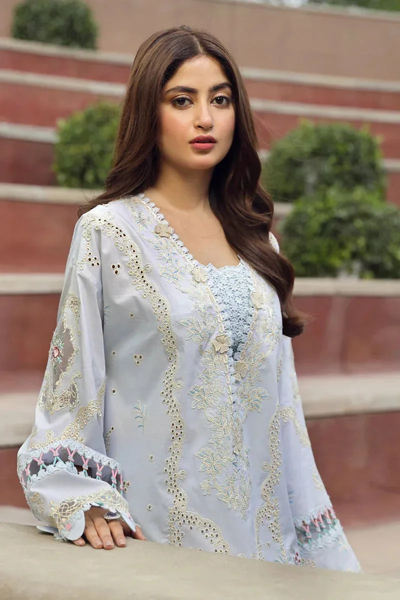 Qalamkar Festive Lawn 2024 Blue Cotton – view 6 – Poshaq