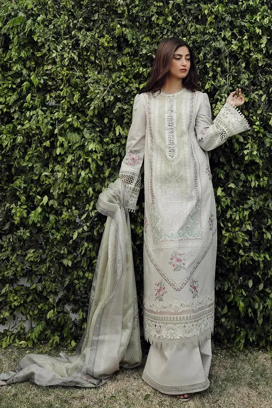 Qalamkar Festive Lawn 2024 Grey Cotton – view 1 – Poshaq