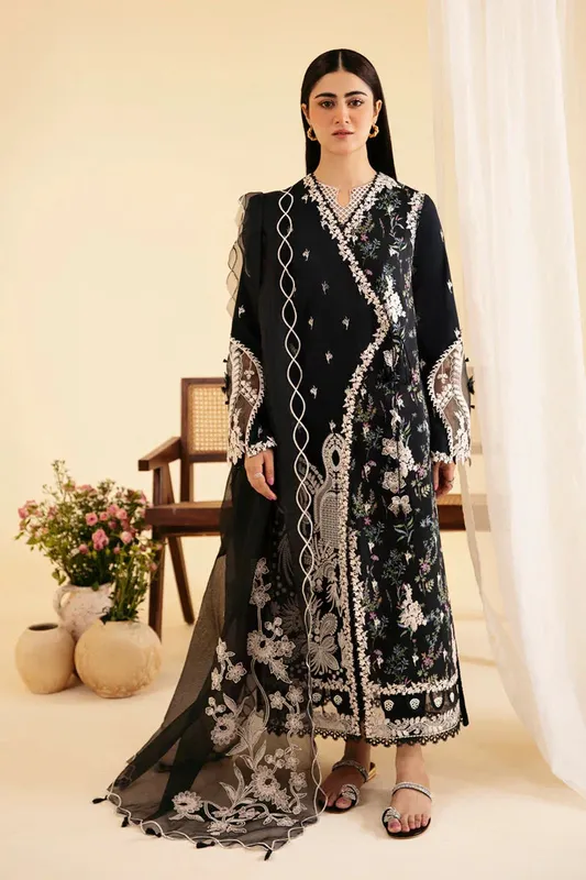Qalamkar Qlinekari Luxury Lawn Black Lawn – view 1 – Poshaq