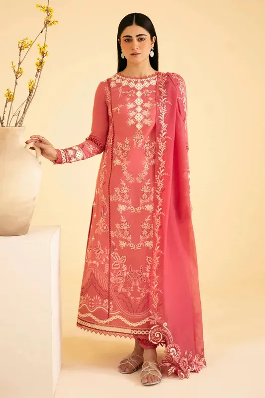 Qalamkar Qlinekari Luxury Lawn Coral Lawn – view 1 – Poshaq