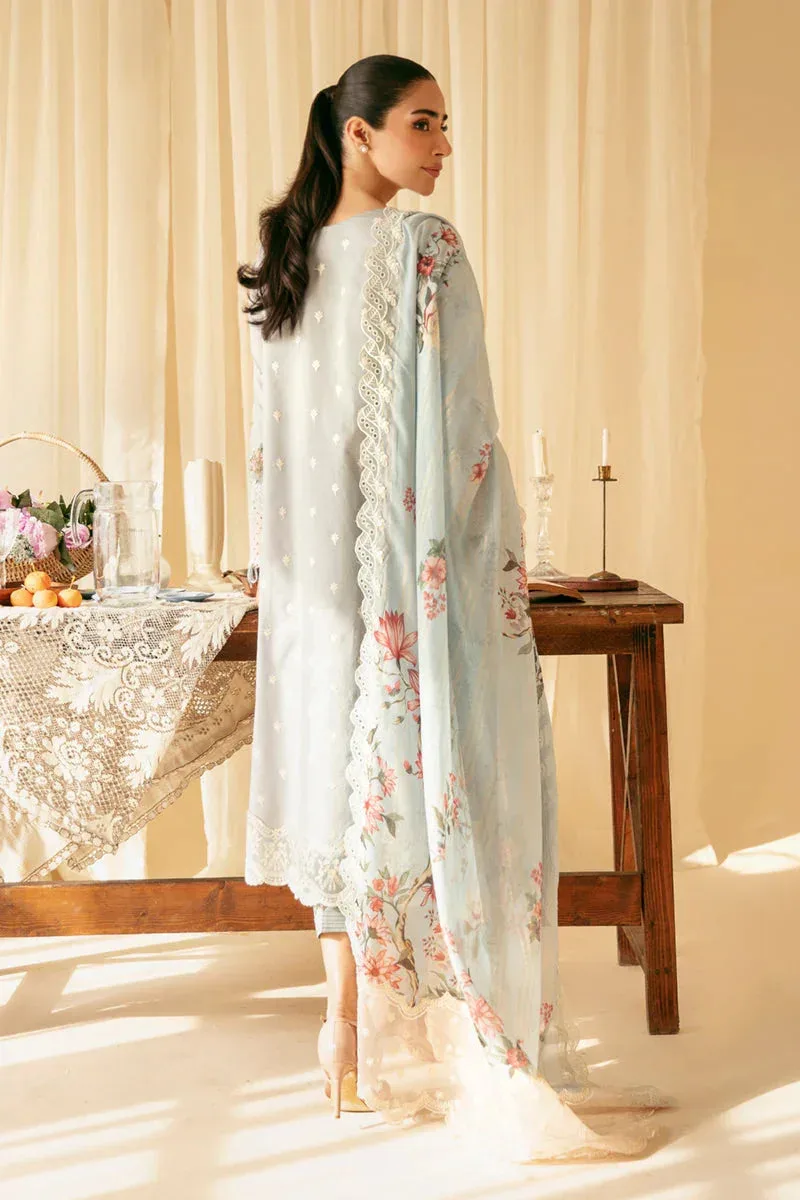Qalamkar Qlinekari Luxury Lawn Grey Jacquard – view 2 – Poshaq