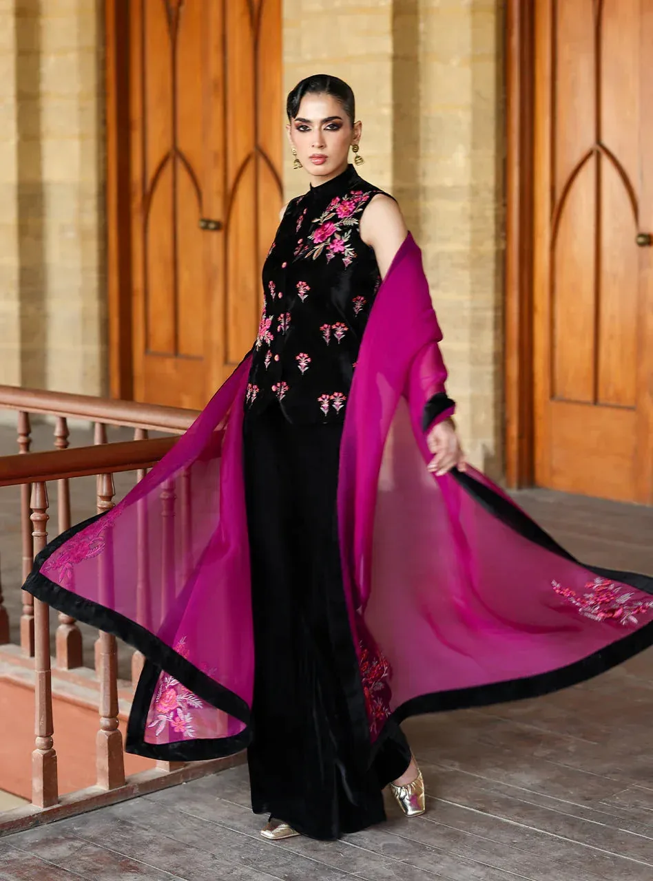 Zainab Chottani Velura Velvet Edit 25 Black Velvet – view 3 – Poshaq