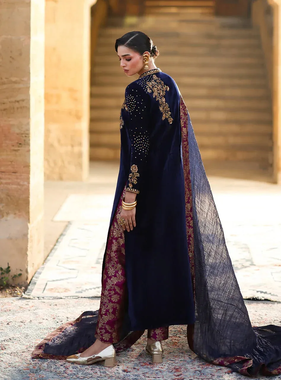 Zainab Chottani Velura Velvet Edit 25 Dark Blue Velvet – view 2 – Poshaq