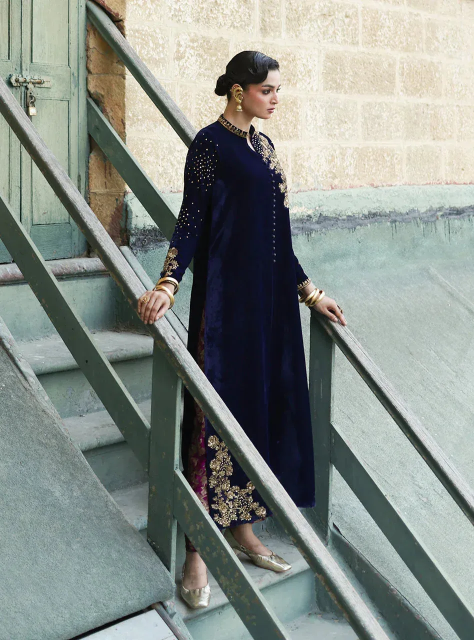 Zainab Chottani Velura Velvet Edit 25 Dark Blue Velvet – view 4 – Poshaq