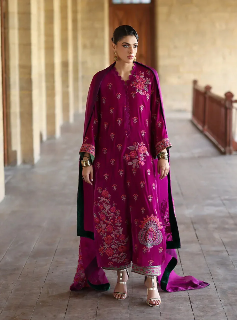 Zainab Chottani Velura Velvet Edit 25 Magenta Raw Silk – view 1 – Poshaq