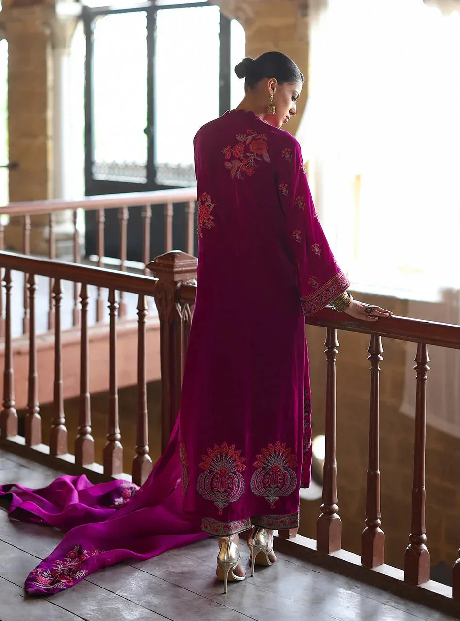 Zainab Chottani Velura Velvet Edit 25 Magenta Raw Silk – view 2 – Poshaq