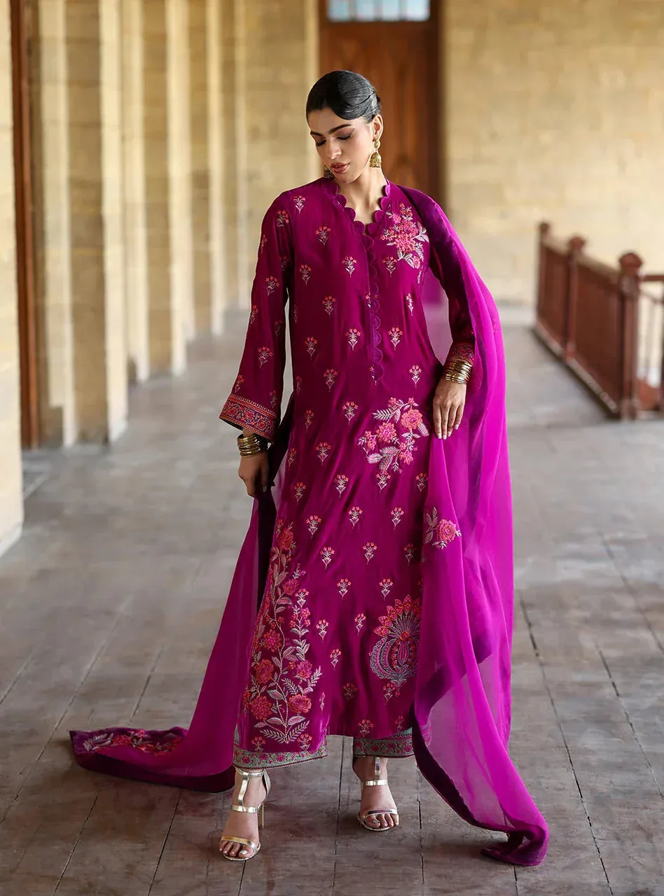 Zainab Chottani Velura Velvet Edit 25 Magenta Raw Silk – view 3 – Poshaq