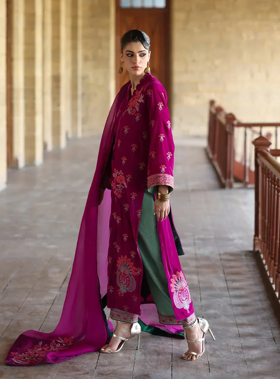 Zainab Chottani Velura Velvet Edit 25 Magenta Raw Silk – view 4 – Poshaq