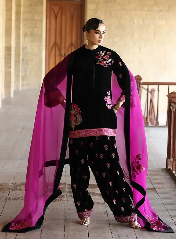 Zainab Chottani Velura Velvet Edit 25 Black Organza – view 1 – Poshaq