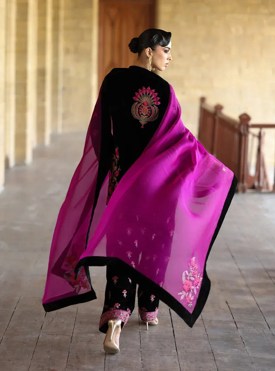 Zainab Chottani Velura Velvet Edit 25 Black Organza – view 2 – Poshaq