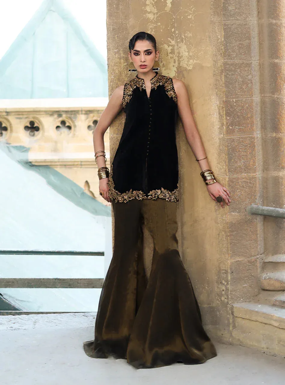 Zainab Chottani Velura Velvet Edit 25 Black Velvet – view 1 – Poshaq