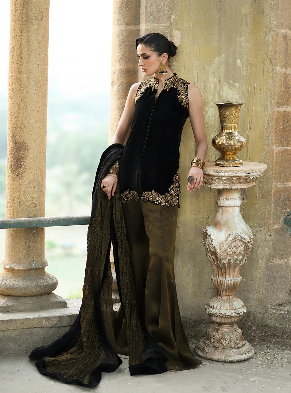 Zainab Chottani Velura Velvet Edit 25 Black Velvet – view 3 – Poshaq