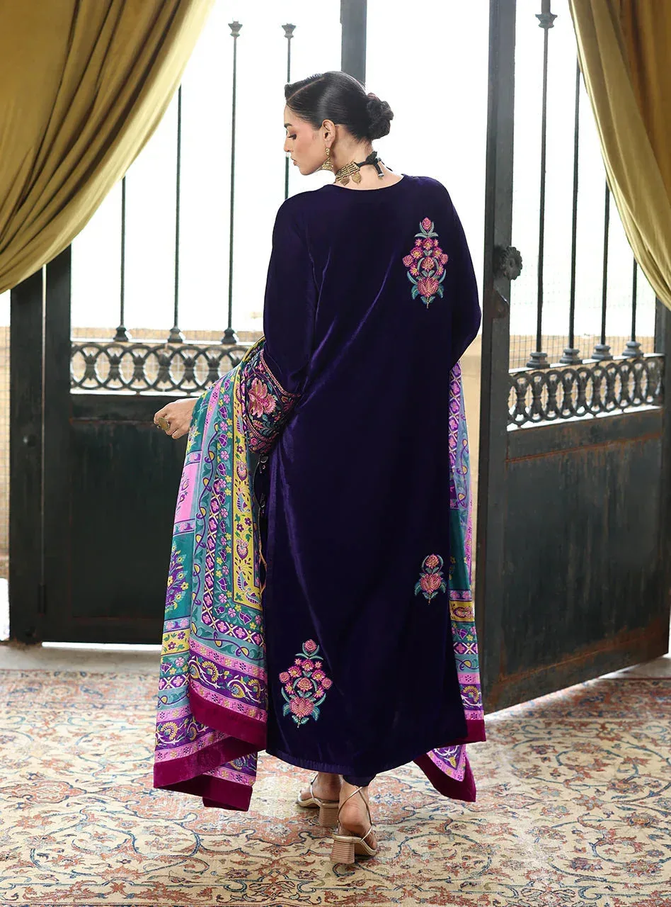 Zainab Chottani Velura Velvet Edit 25 Deep Purple Velvet – view 2 – Poshaq