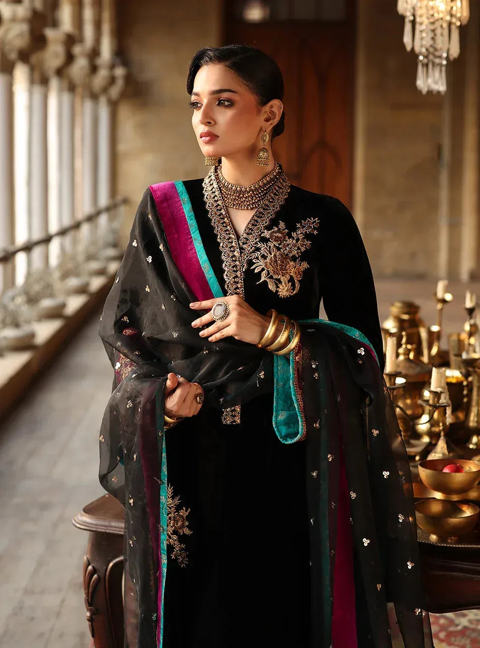 Zainab Chottani Velura Velvet Edit 25 Black Organza – view 3 – Poshaq