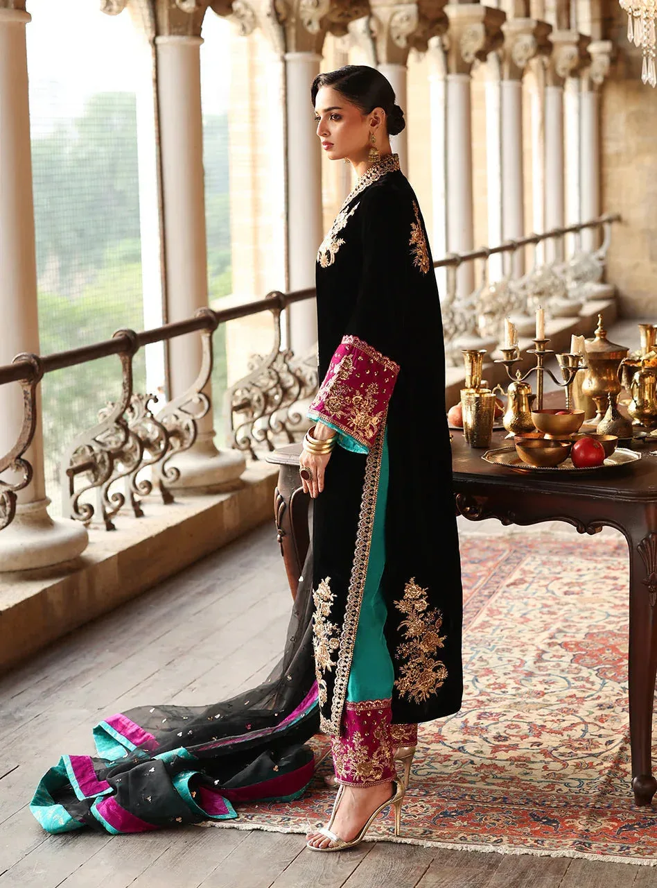 Zainab Chottani Velura Velvet Edit 25 Black Organza – view 4 – Poshaq
