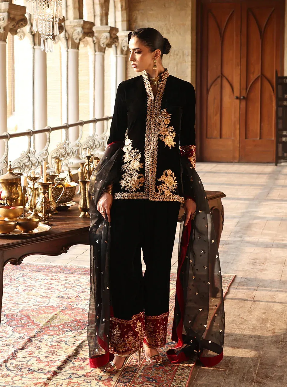 Zainab Chottani Velura Velvet Edit 25 Black Organza – view 3 – Poshaq
