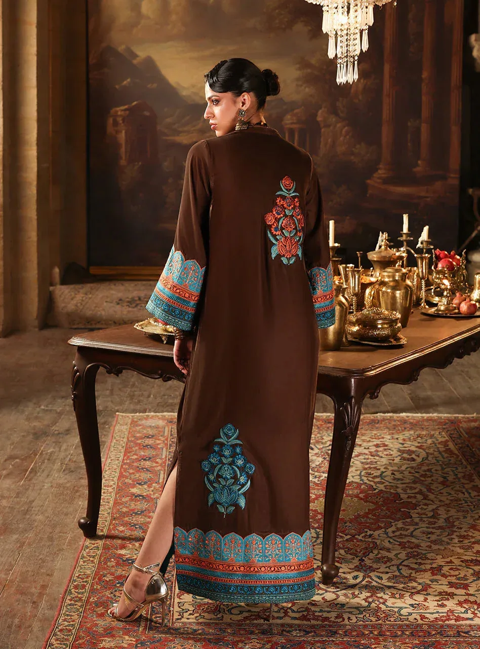 Zainab Chottani Velura Velvet Edit 25 Brown Velvet – view 2 – Poshaq
