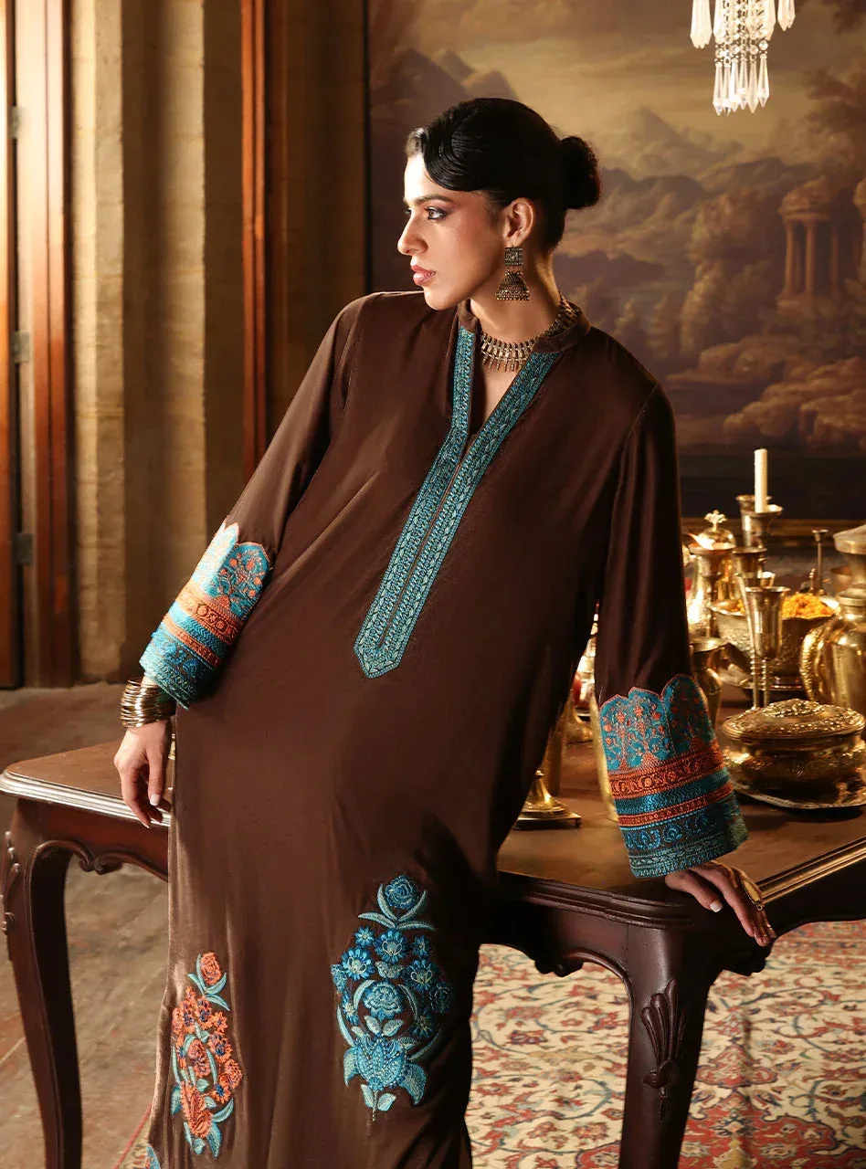 Zainab Chottani Velura Velvet Edit 25 Brown Velvet – view 3 – Poshaq