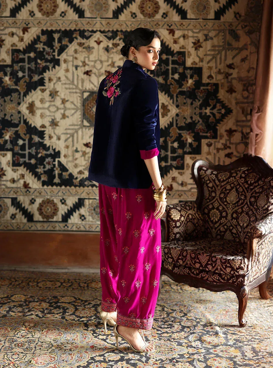 Zainab Chottani Velura Velvet Edit 25 Dark Blue Velvet – view 2 – Poshaq