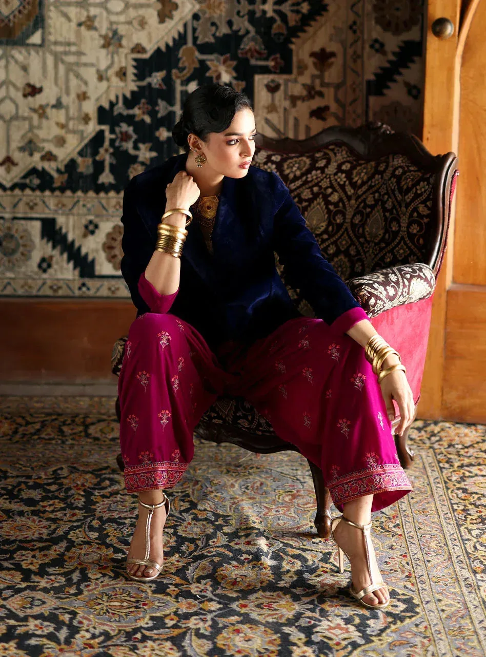 Zainab Chottani Velura Velvet Edit 25 Dark Blue Velvet – view 3 – Poshaq