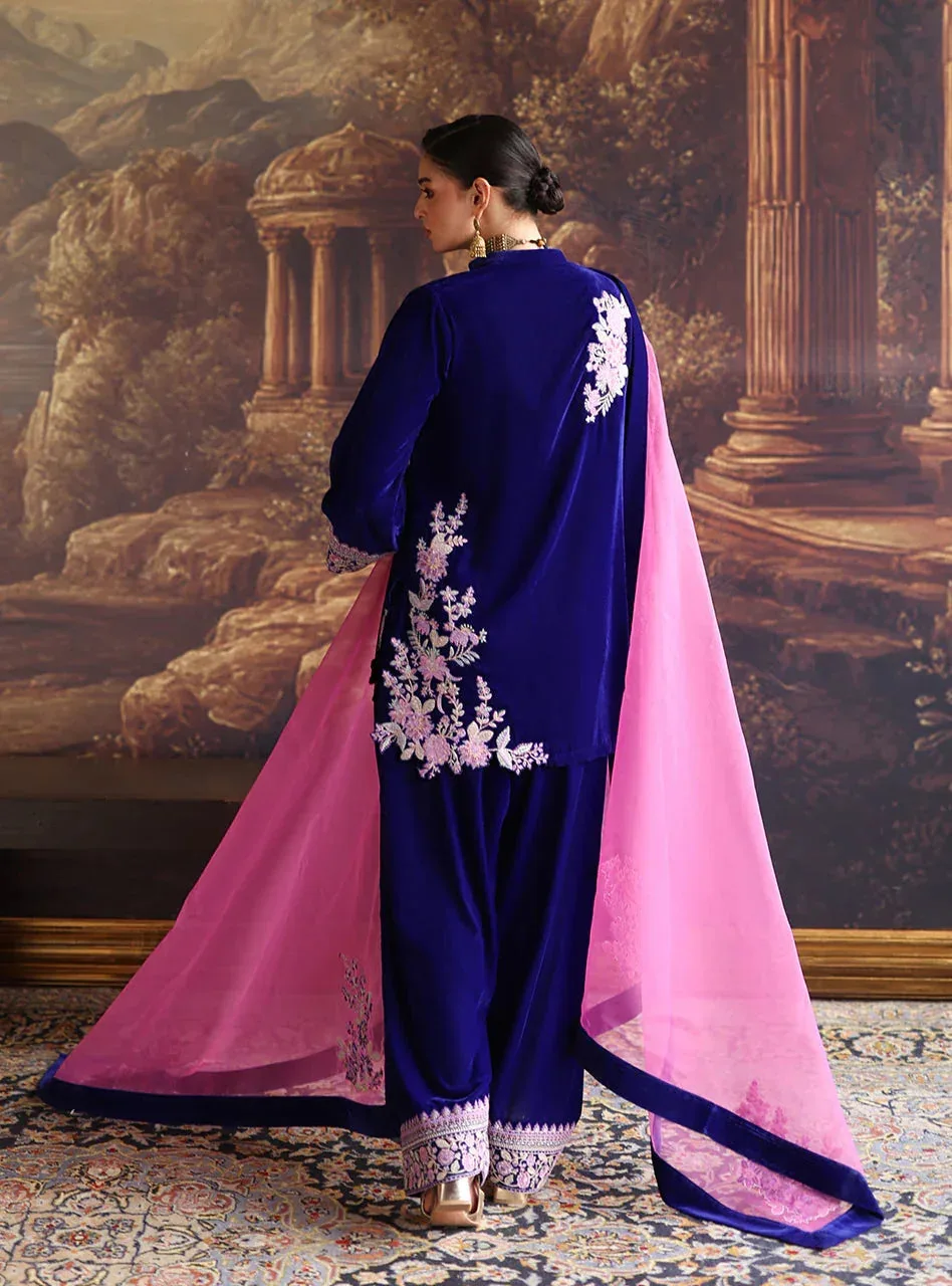 Zainab Chottani Velura Velvet Edit 25 Cobalt Blue Organza – view 2 – Poshaq