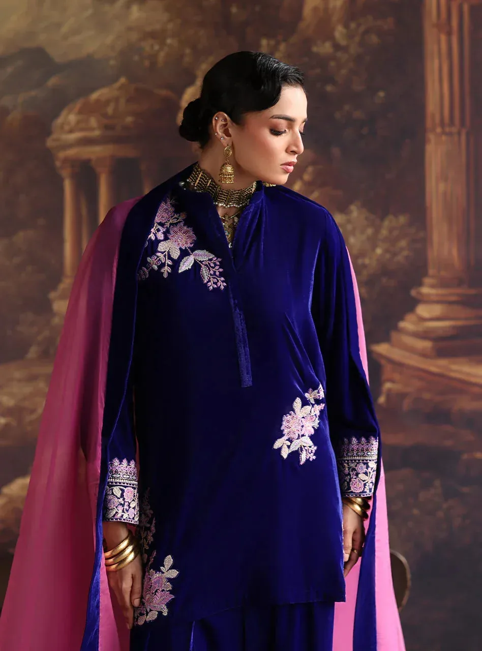 Zainab Chottani Velura Velvet Edit 25 Cobalt Blue Organza – view 3 – Poshaq