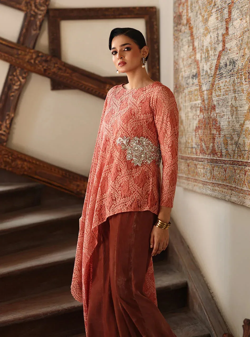Zainab Chottani Velura Velvet Edit 25 Peach Velvet – view 2 – Poshaq