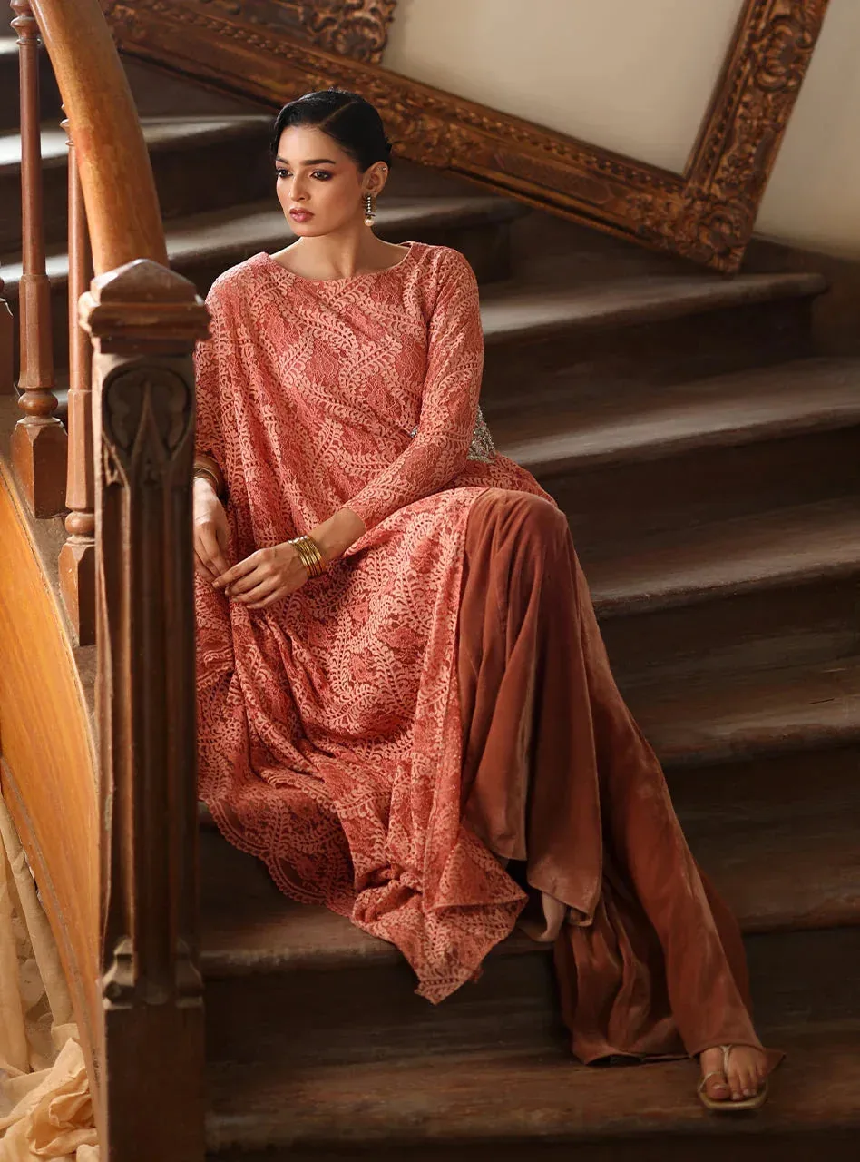 Zainab Chottani Velura Velvet Edit 25 Peach Velvet – view 3 – Poshaq