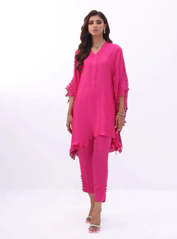 Zainab Chottani The Kaftan Edit Pink Silk – view 1 – Poshaq