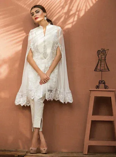 Zainab Chottani The Kaftan Edit Pearl White Organza – view 1 – Poshaq