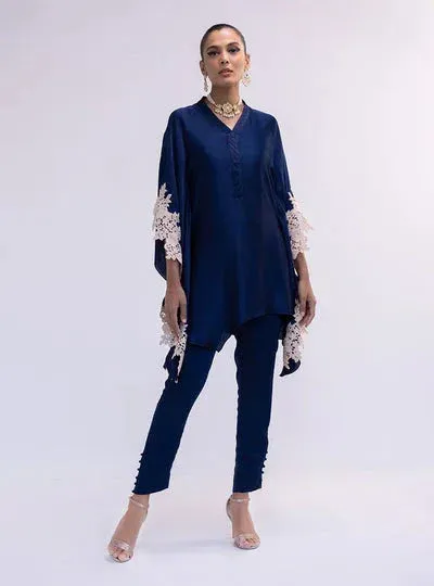 Zainab Chottani The Kaftan Edit Navy Silk – view 1 – Poshaq