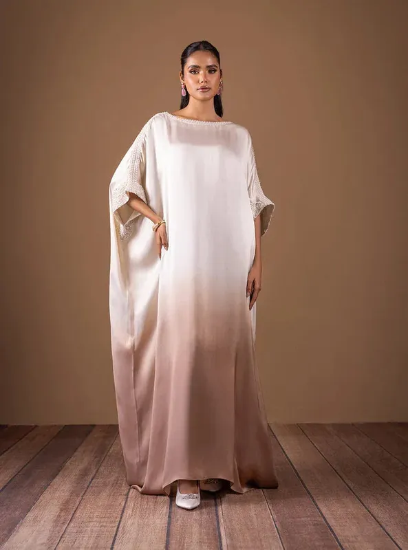 Zainab Chottani The Kaftan Edit Ivory Silk – view 1 – Poshaq