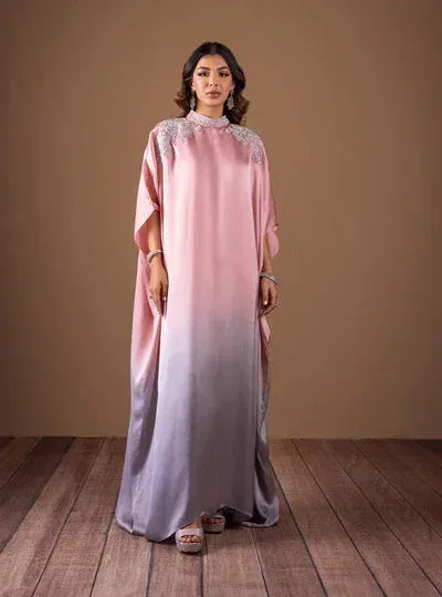Zainab Chottani The Kaftan Edit Soft Pink Silk – view 1 – Poshaq