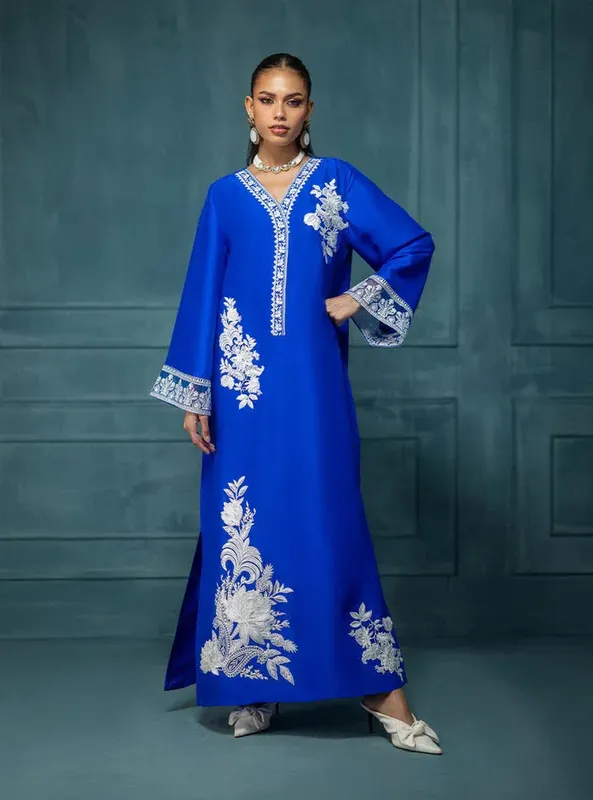 Zainab Chottani Luxe Edit 25 Blue Raw Silk – view 1 – Poshaq